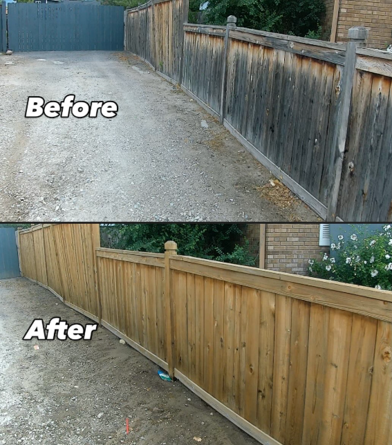 Before and after fence cleaning in South Jordan Utah by LHS Powerwash